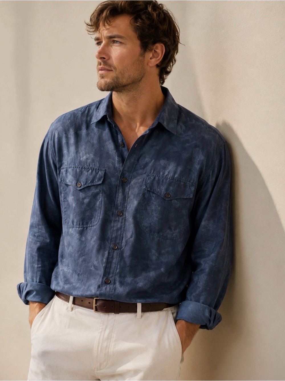 VTG WHITBY 100% Washed Silk Shirt L
